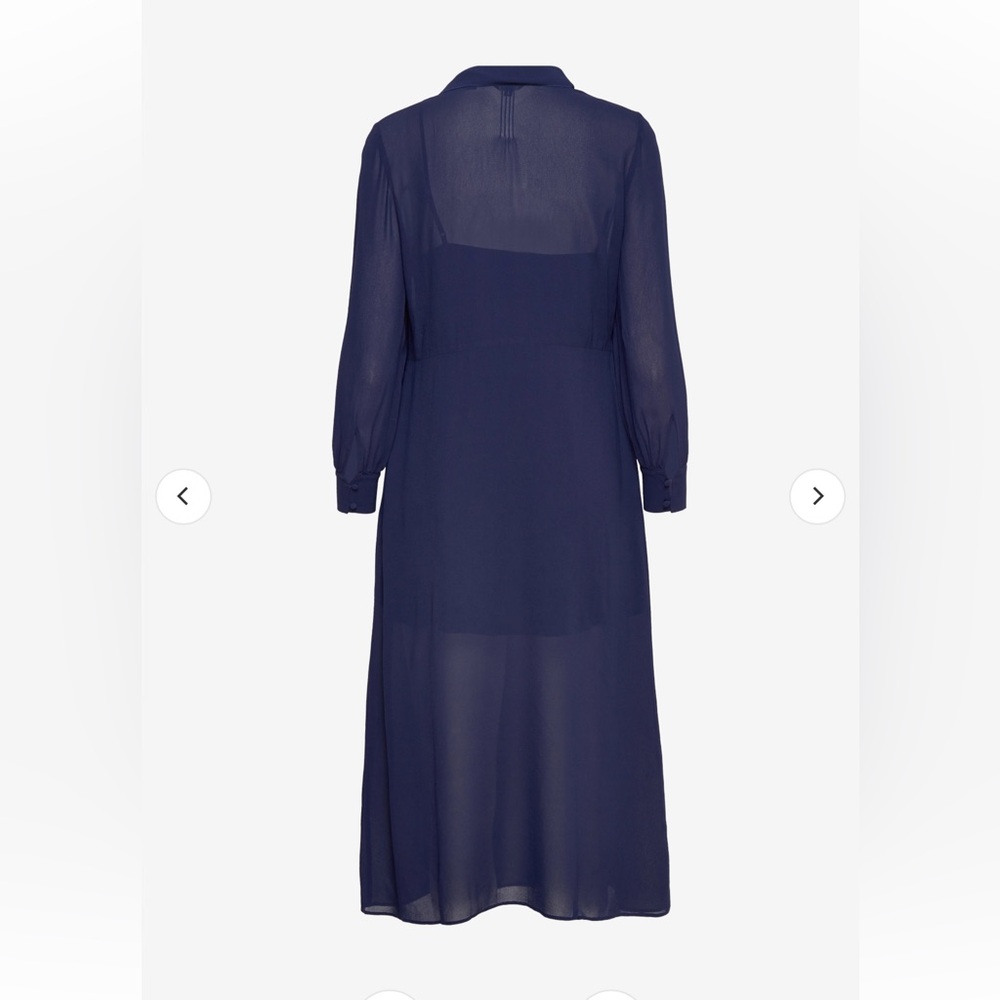Ted Baker Faithiy Asymmetric Ruffle Midi Skirt Dress Dark Navy Womens Size Ted 2 - Picture 6 of 17